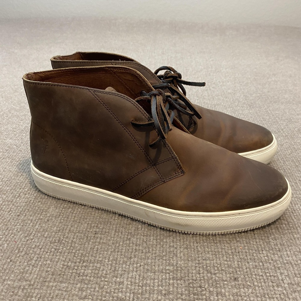 Frye Shoes Mens Size 10.5 Brown Leather Lace Up Casual Chukka Sneakers FR40931